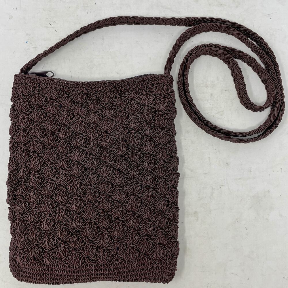 Vintage Y2K Woven Crossbody Brown With Coin Purse